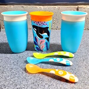 Munchkin 360 Degree Trainers & 3 Spoons, (2)10oz, Orca Trainer 9oz